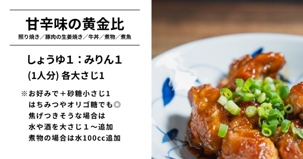 甘辛味黄金比1:1で作る鶏の照り焼き